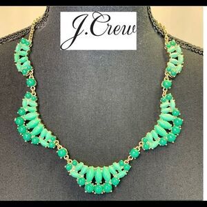 J. Crew two-tone green with gold trim jewelled necklace